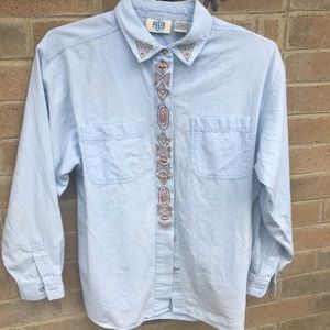 Women’s  Native American embroidered button-down